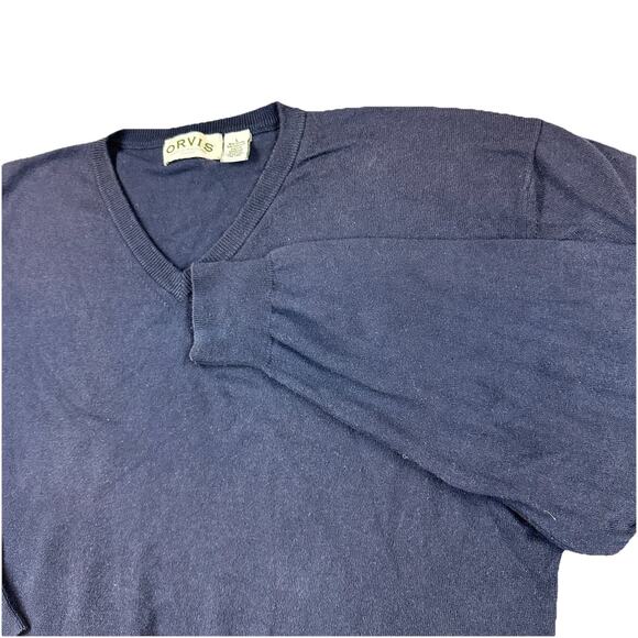 Orvis Other - Orvis Sweater Men's Size L Navy Blue V Neck Pullover Cotton Cashmere Blend